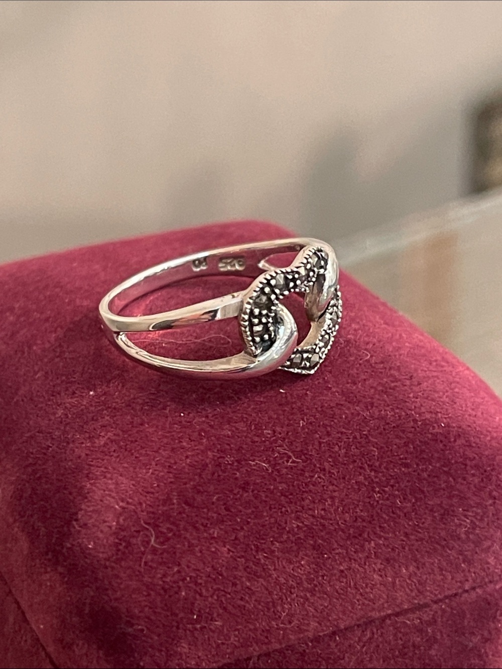 2006 Premier Designs “Forever Yours” Sterling Silver Marcasite Heart Ring Size 8 - Picture 11 of 16